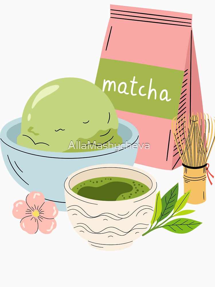 Cute Matcha Lover Aesthetic - Ice Cream & Green Tea by AllaMashycheva