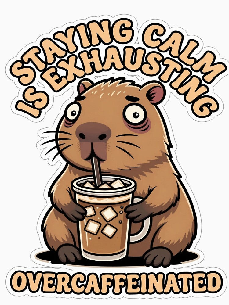 Funny Capybara Staying Calm Is Exhausting Coffee Meme by AlexandraSand