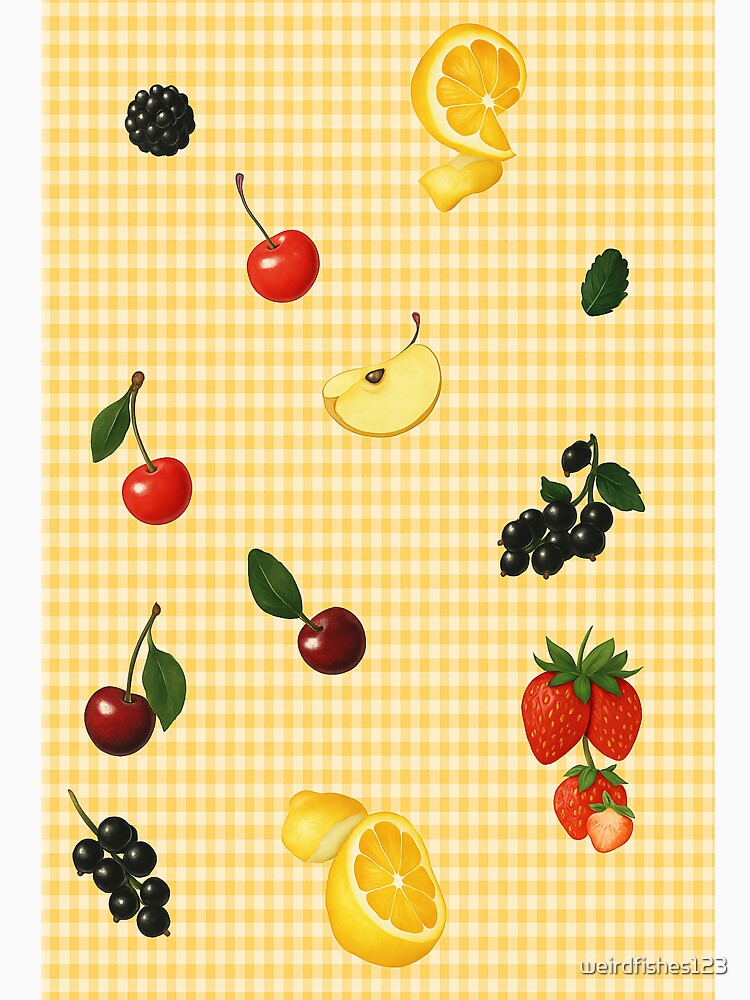 Cute Summer Fruit Pattern with Gingham Background for Foodie Aesthetic by weirdfishes123