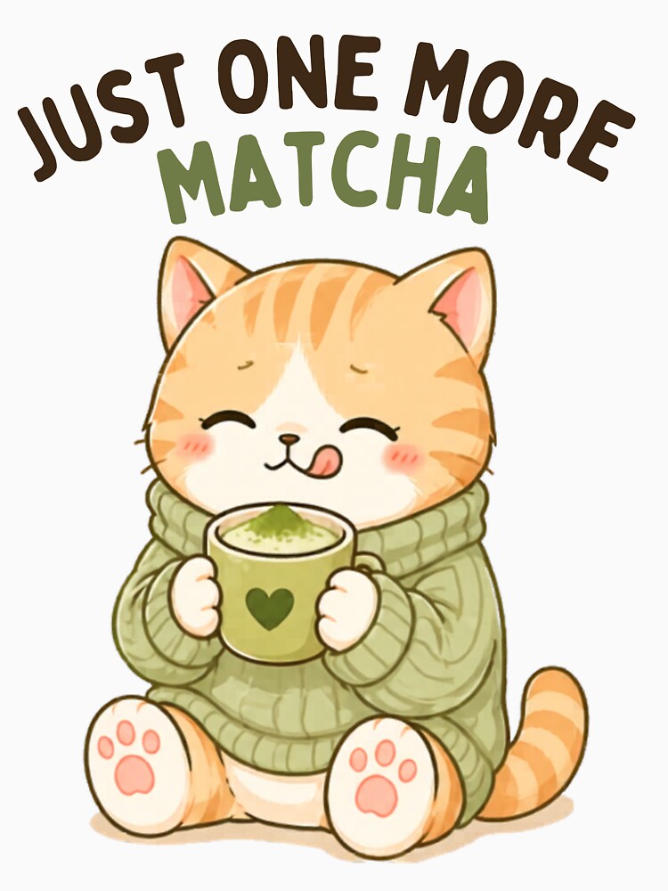 Just One More Matcha Cat | Cute Kawaii Aesthetic | Funny Cozy Mood Design by The Mood Index