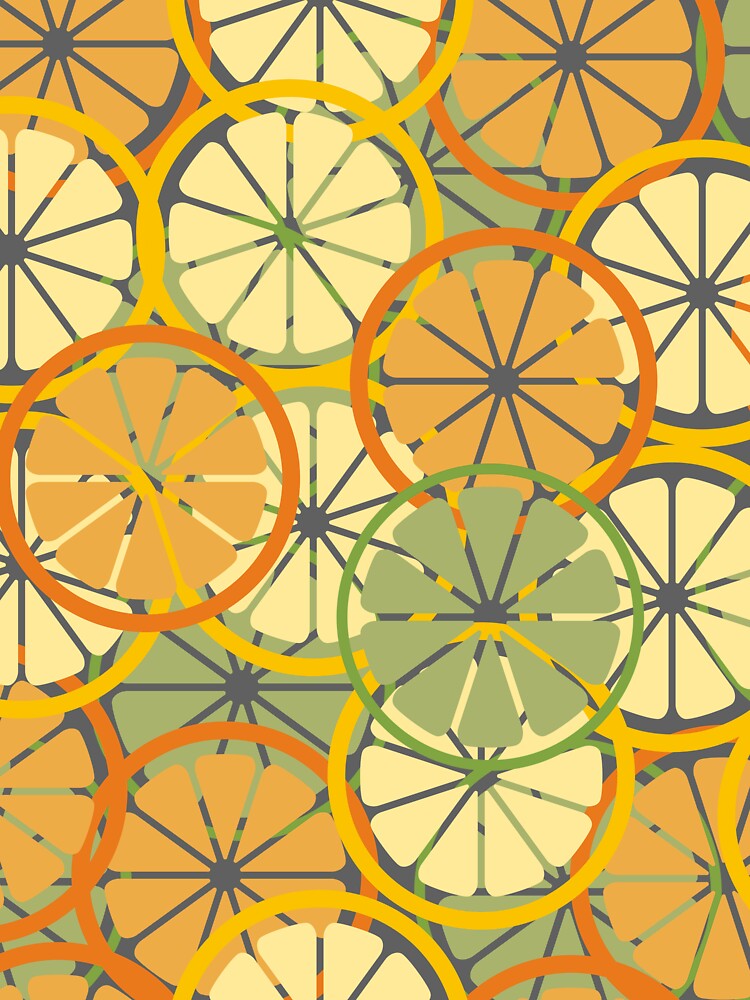 Seamless citrus slices pattern in pastel retro colors by DesignWiseTeam