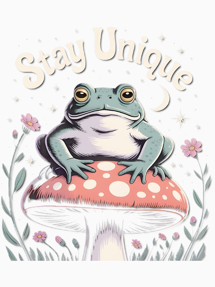 Frog on Mushroom Stay Unique Retro Aesthetic by BakerzqMTees
