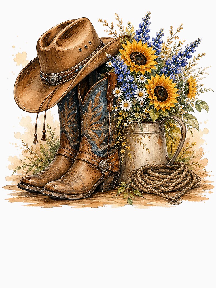 Rustic Cowgirl Country Floral Art by PetalGarden