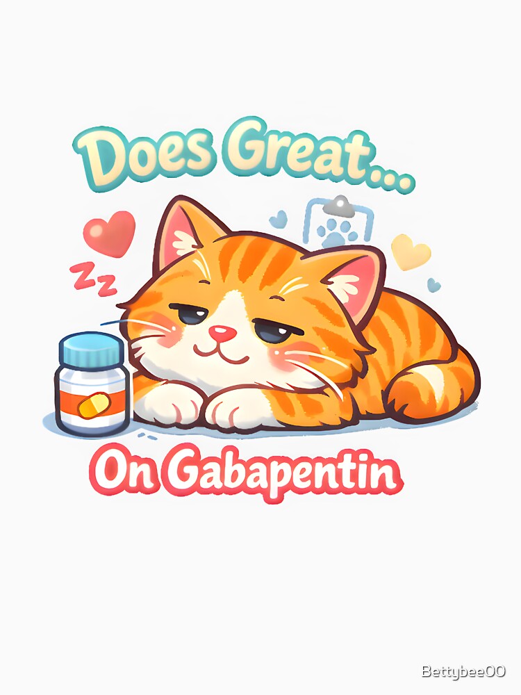 Does Great on Gabapentin – Funny Veterinary Cat Illustration by Bettybee00