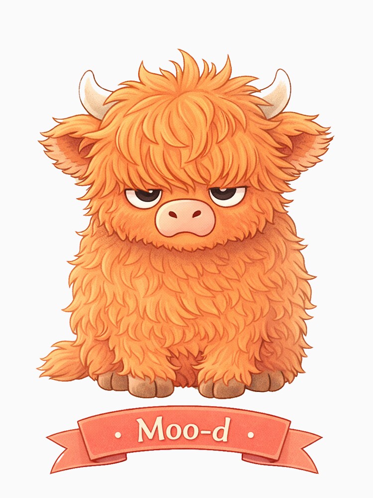 Moo-d – Funny Highland Cow by Creative and Humorous Arts