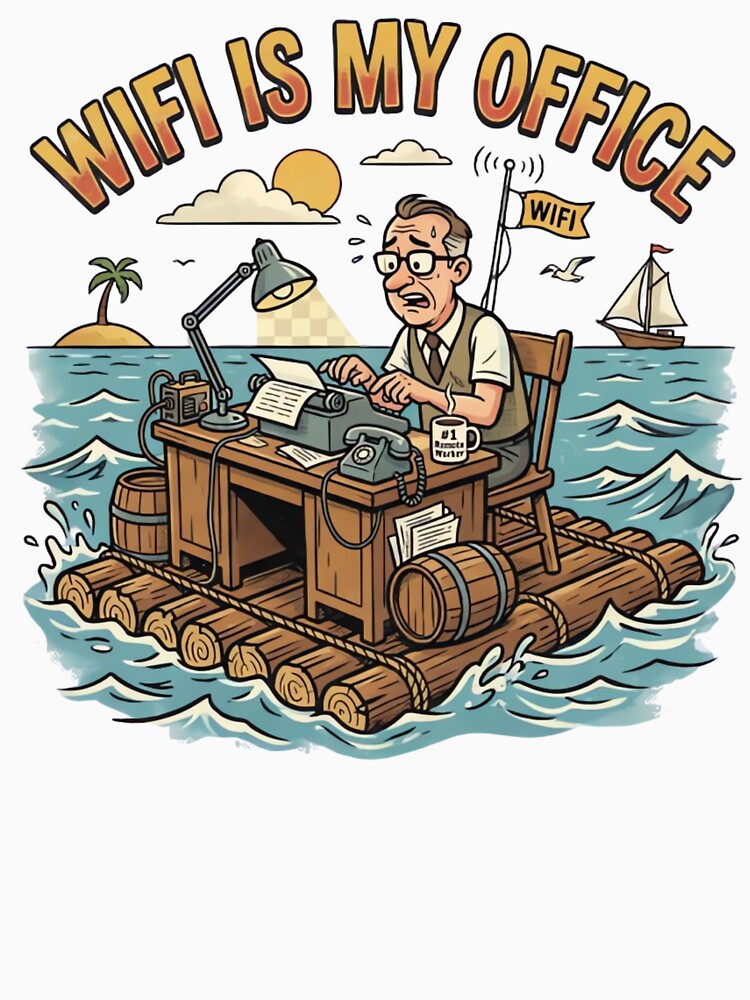 WiFi Is My Office Funny Retro Remote Work T-Shirt Design by urbinet
