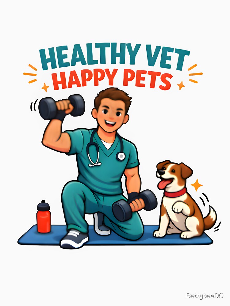 Healthy Vet Happy Pets Workout Shirt | Veterinary Fitness Lifestyle Collection Design by Bettybee00