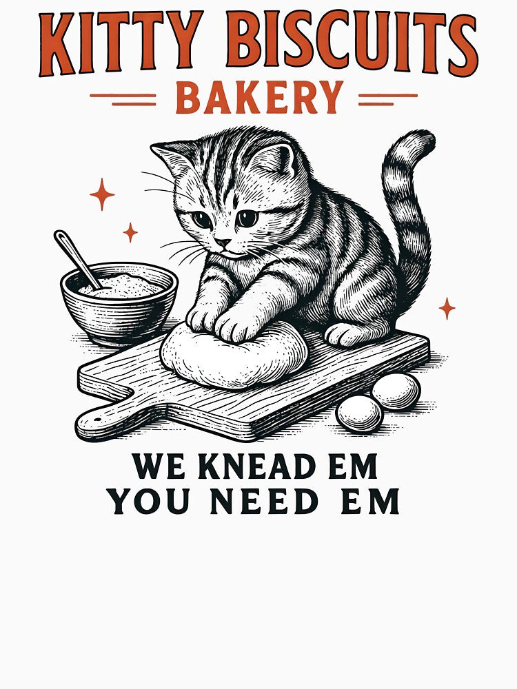 Kitty Biscuit Bakery Funny Cat Knead You Need Sourdough Cat Meme by Tanjaberto