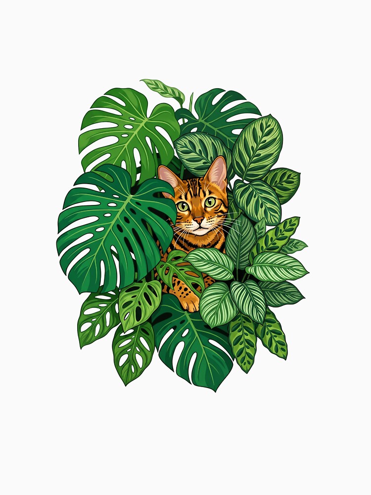 Bengal Cat Indoor Jungle Monstera Houseplants Plant by PictoVibe