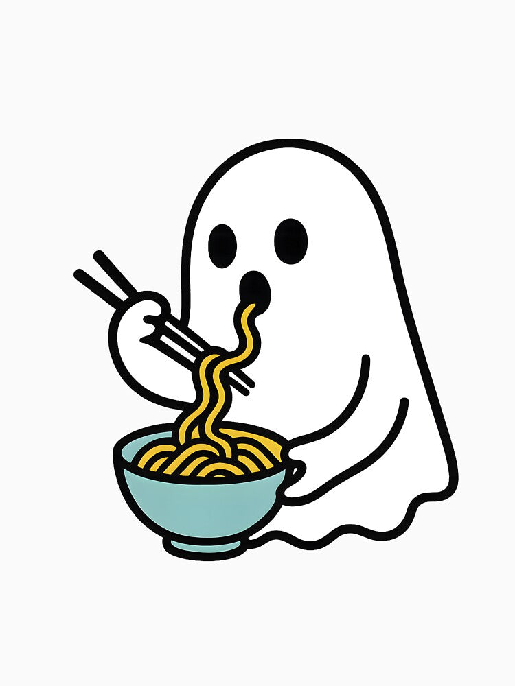 Ghost Eating Noodles – Minimal Cute Design by The-Dodos