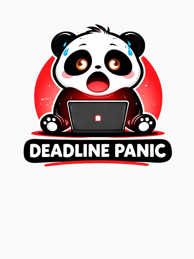 Deadline Panic Cute Panda – Funny Student Stress Sticker by snaperos