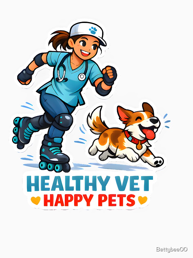 Healthy Vet Happy Pets Roller Skating Shirt | Veterinary Fitness Lifestyle Collection Design by Bettybee00