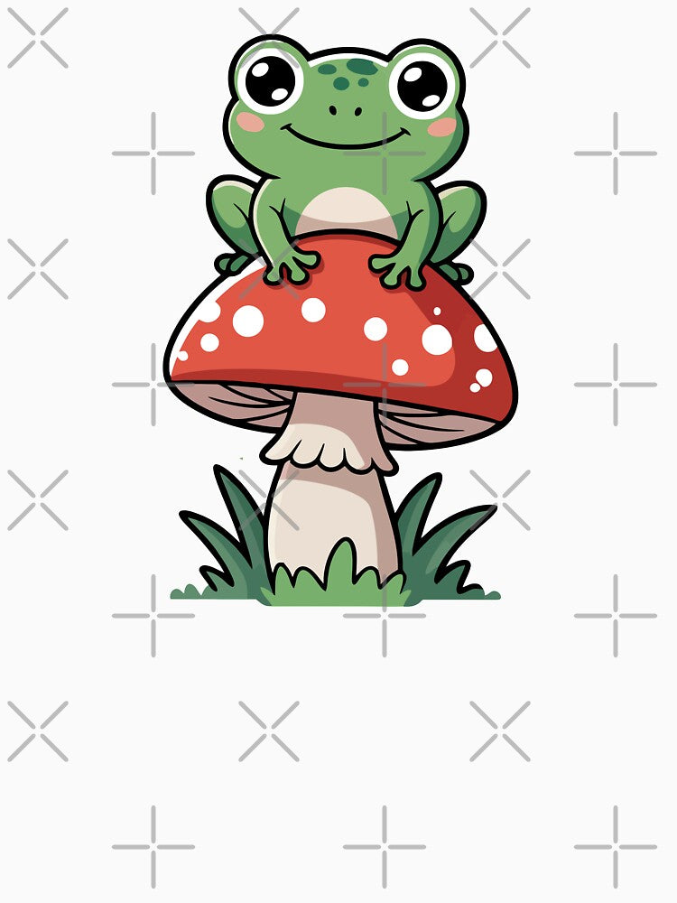 Cute Kawaii Frog on a Mushroom by Tiny-roar-studio