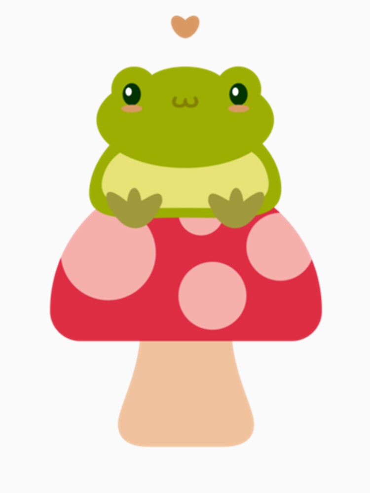 Cute Kawaii Frog Sitting On A Mushroom by GatheringPlace