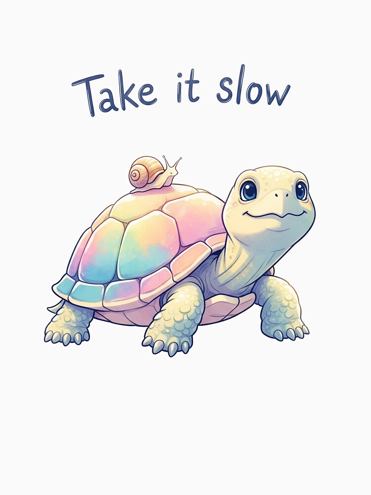 Take It Slow – Gentle Pastel Turtle & Snail Art by 001Haiba
