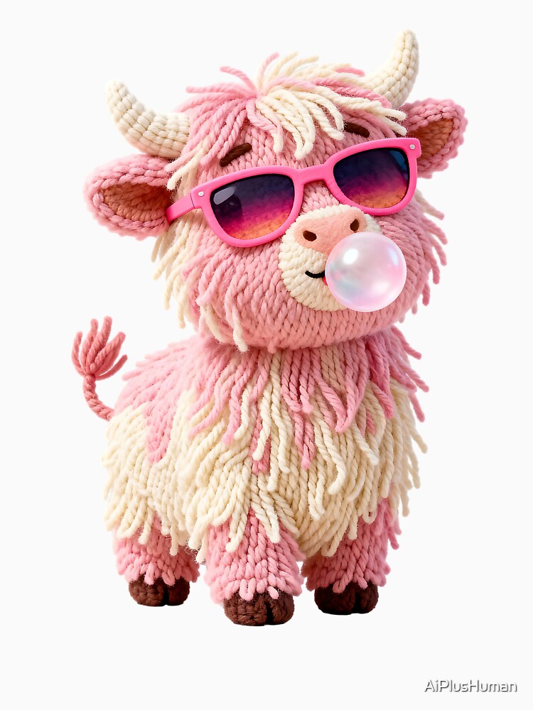Sassy Pink Bubblegum Highland Cow by AiPlusHuman