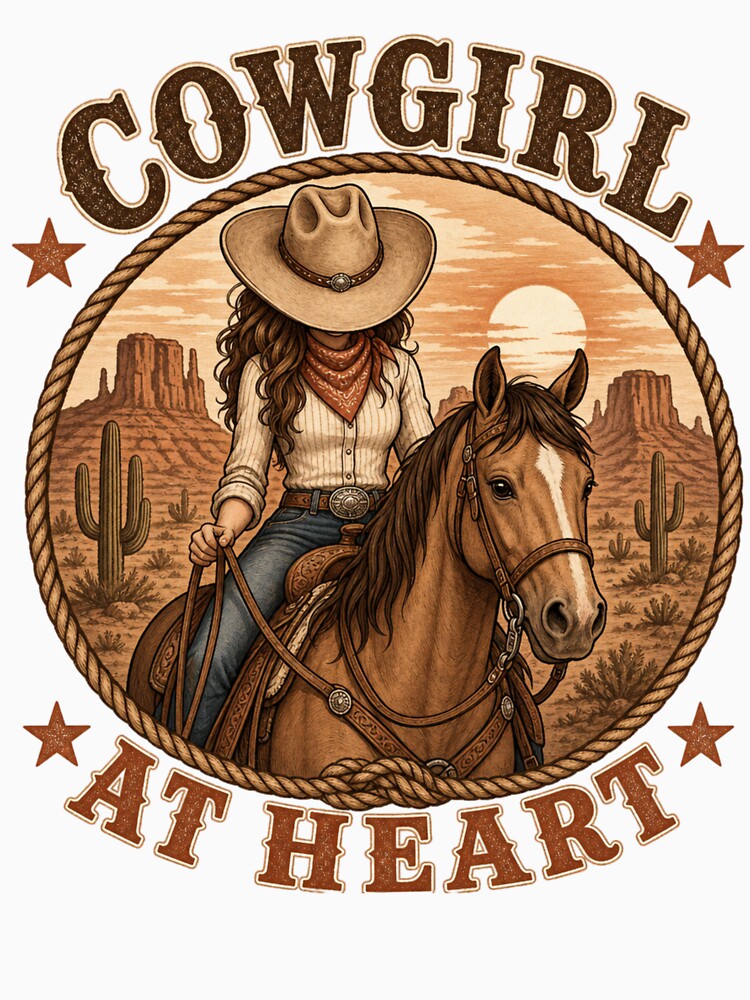 Cowgirl at Heart Western Horse Riding T-Shirt by Dbm Teeverse