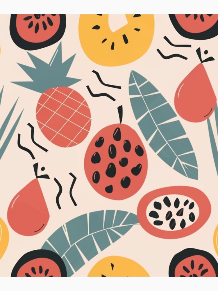 Memphis Style Fruit Salad 80's Retro Art by CraftedRealm