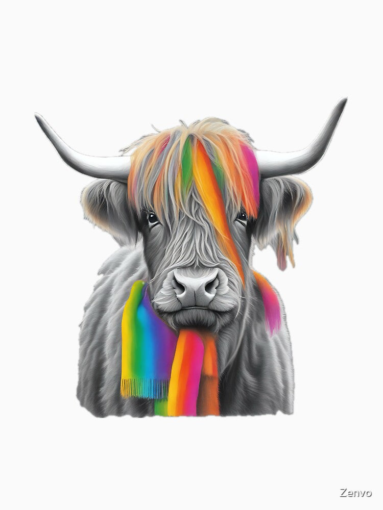 Highland Cow Rainbow Fringe by Zenvo