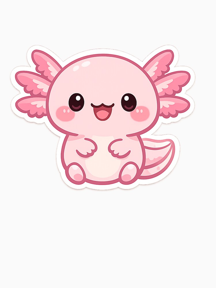 Cute Kawaii Axolotl Smiling – Pastel Pink Axolotl Cartoon Sticker | Adorable Kawaii Animal by ArtWaveStudio8