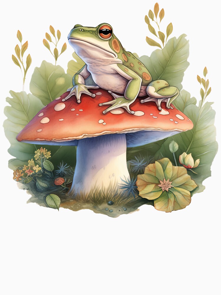Frog on Mushroom by Eavance