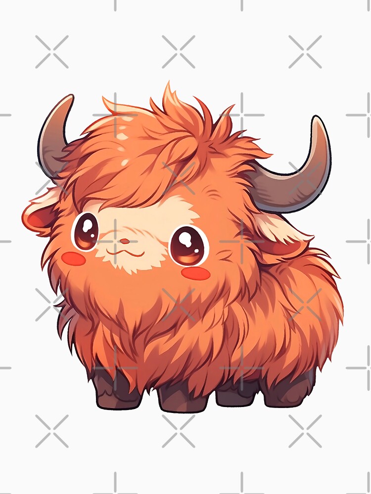 Cute Kawaii Scottish Hairy Highland Cow by CozyKawaiiArt