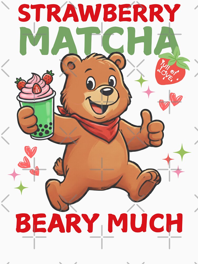 Cute Strawberry Matcha Bear  - Kawaii Boba Lover Gift by BeaverFriends
