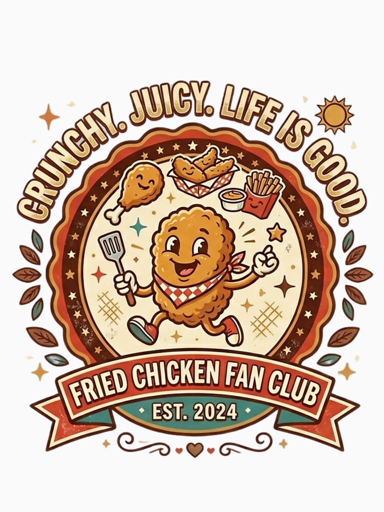 Fried Chicken Fan Club Crunchy Juicy Retro Foodie Mascot by Wear Sculpt