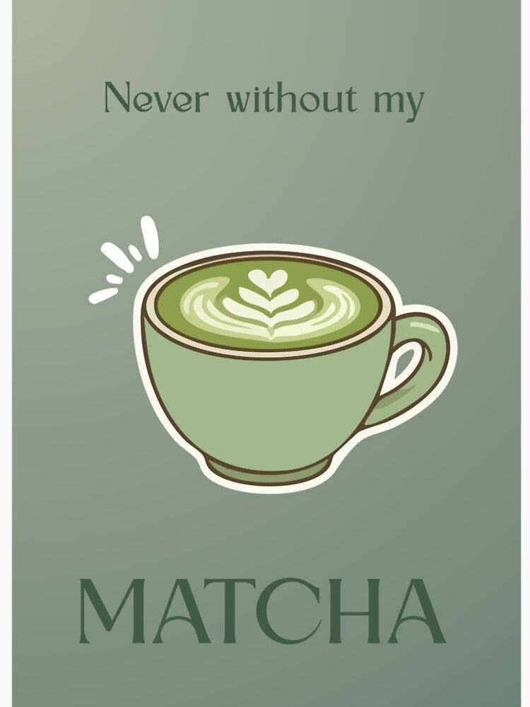 Copy of Never Without My Matcha — Aesthetic Matcha Latte Wall Art, Coquette Poster, Pastel Green Pink Bedroom Decor, Matcha Lover Gift by MoodsOfMine