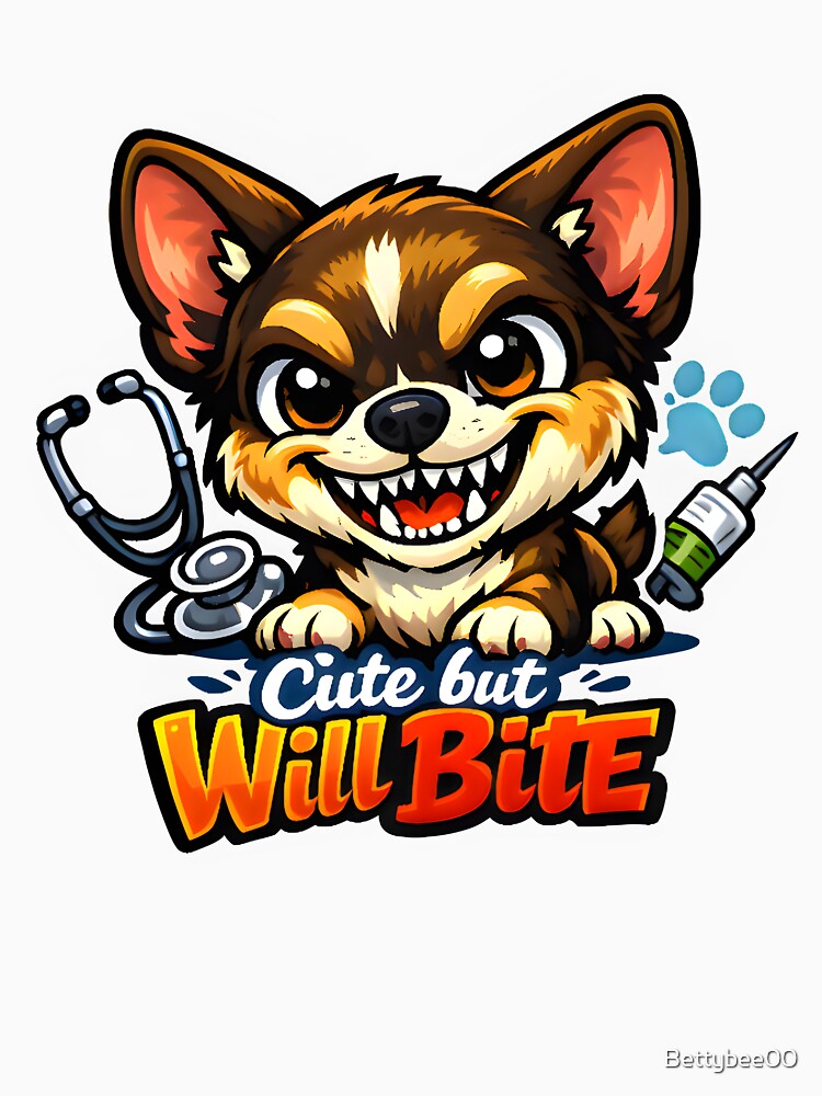 Cute but Will Bite – Funny Veterinary Clinic Dog Design by Bettybee00