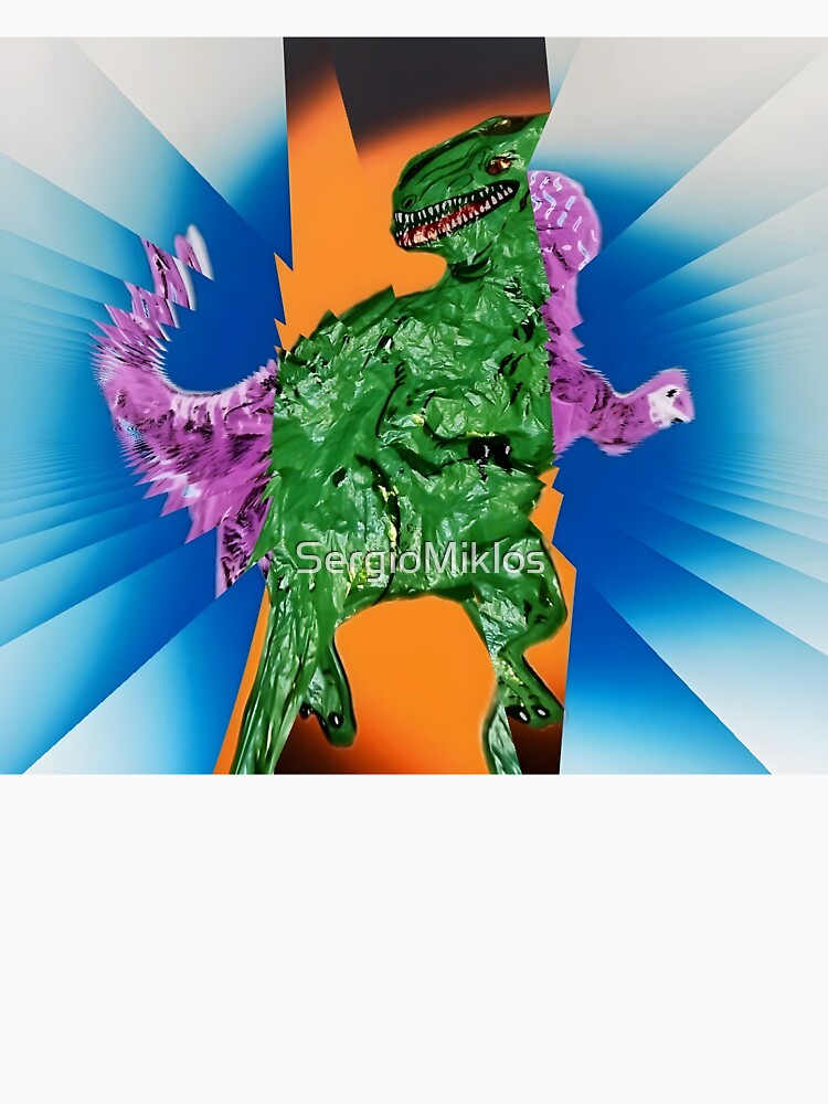 Glitch Dinosaur Abstract | Retro Future Rex | Acid Neon Monster Art by SergioMiklos