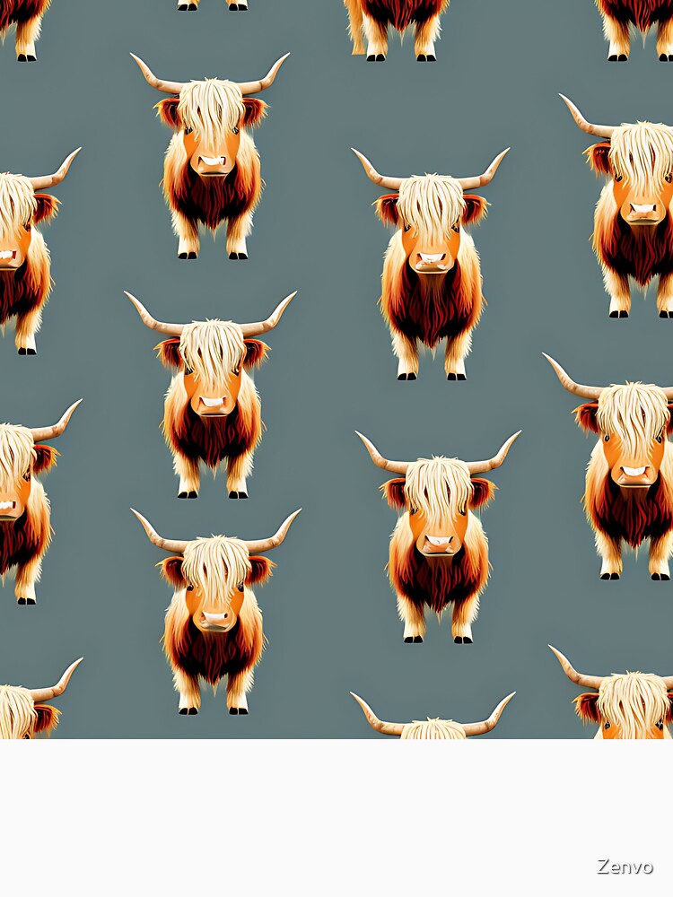 Highland Cow Pattern Wallpaper by Zenvo