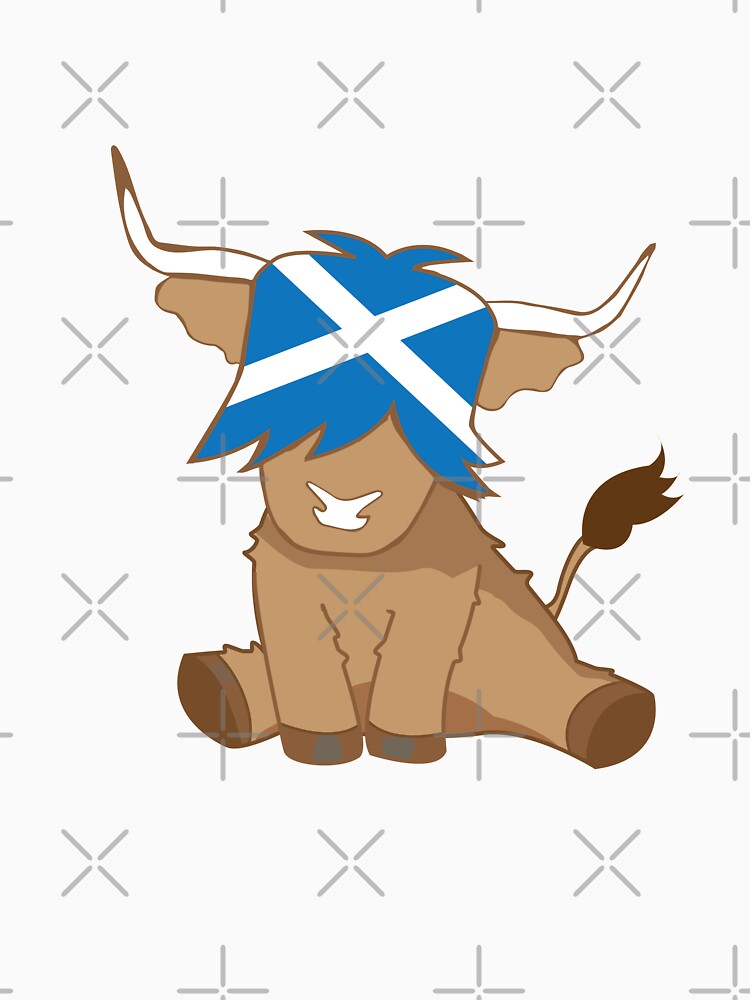 Cute scottish highland cow flag of scotland by Ayelandco