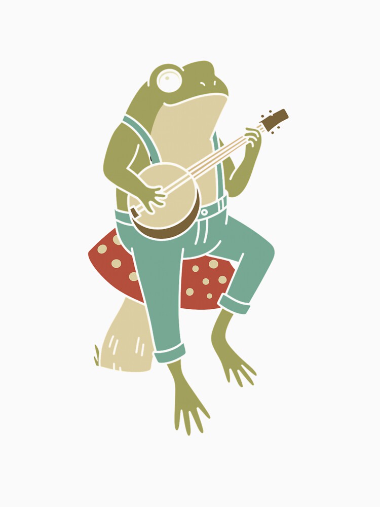 Banjo Frog Playing on Mushroom Vintage Illustration by haitrieuic96