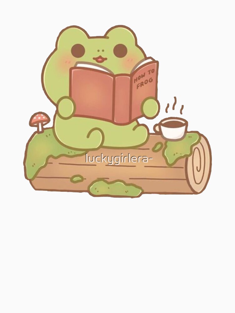Cute frog reading on his tree trunk by luckygirlera-