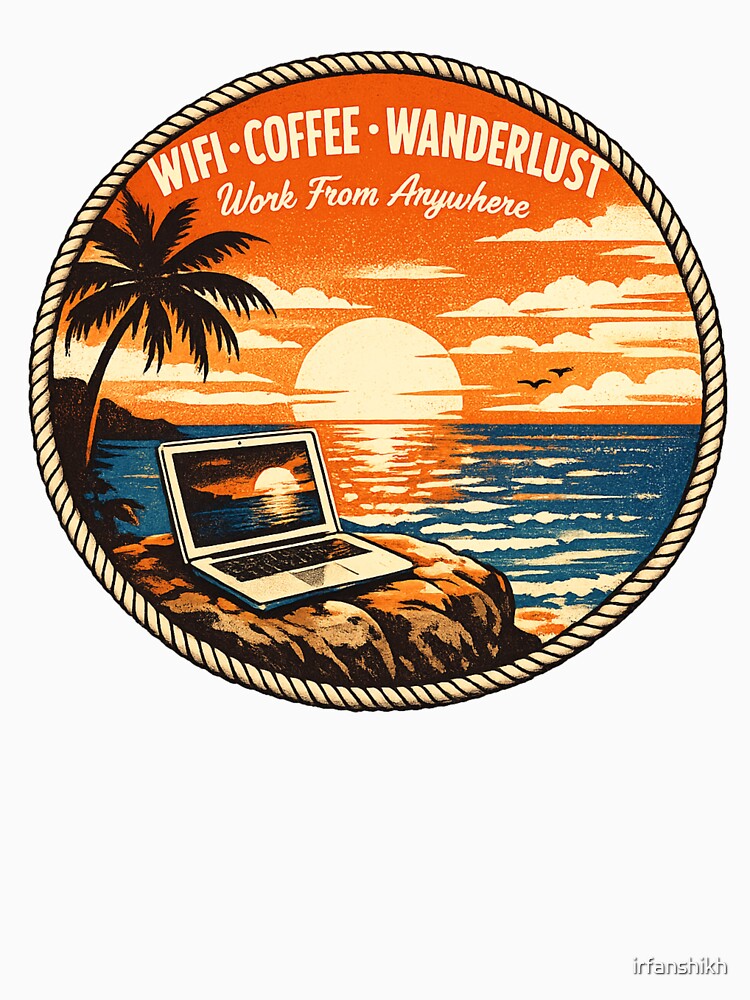 WiFi Coffee Wanderlust Digital Nomad Work From Anywhere Remote Work Life T-Shirt Sticker by irfanshikh