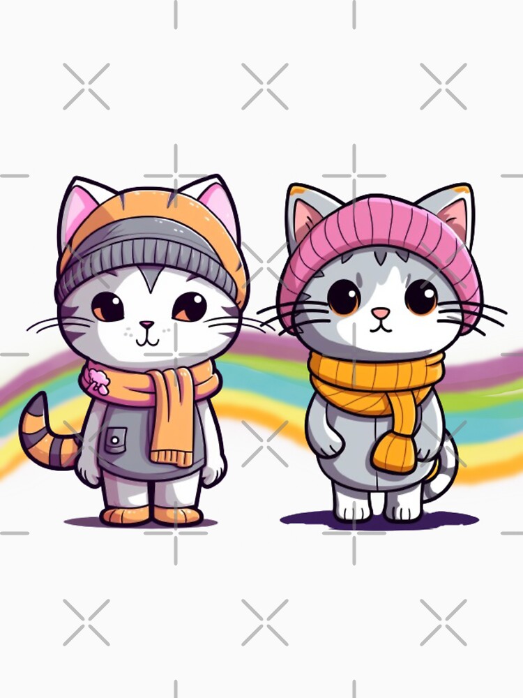 Rainbow Winter Kittens Digital Motif by zolarche