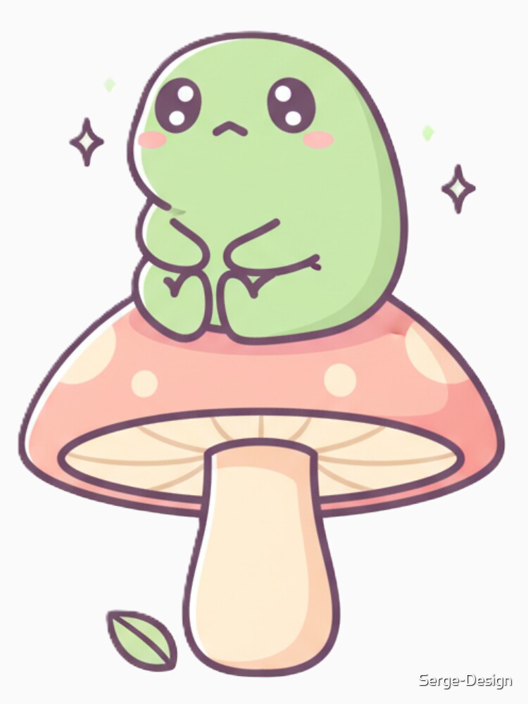 Kawaii Introverted Frog on Pastel Mushroom by Serge-Design