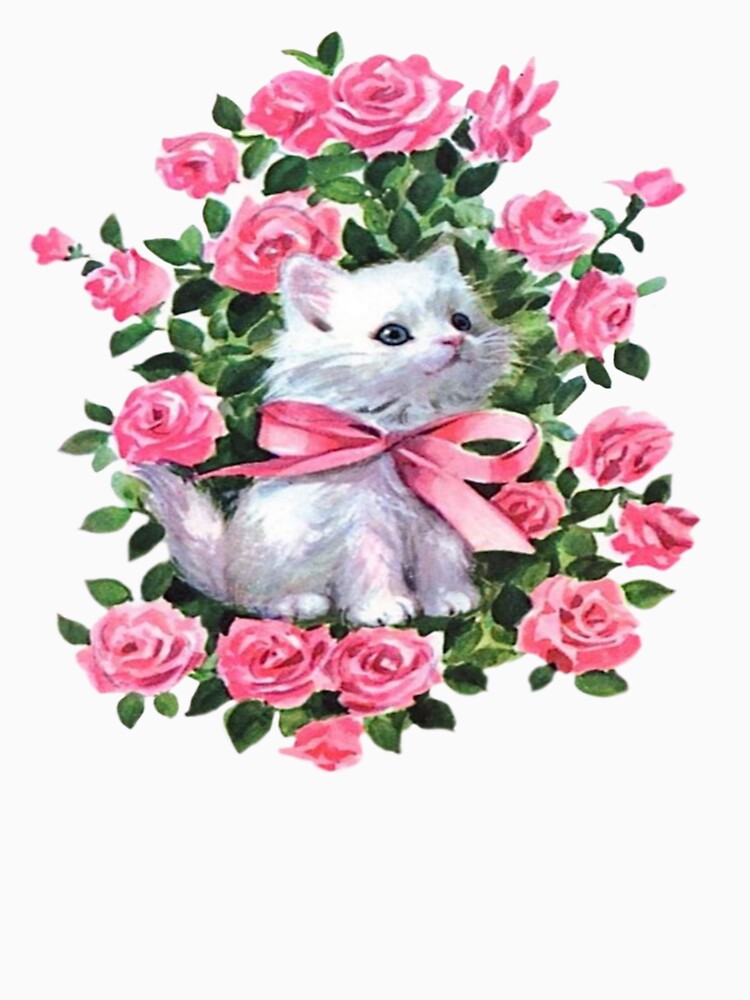 Vintage cat with roses by Pixiedrop