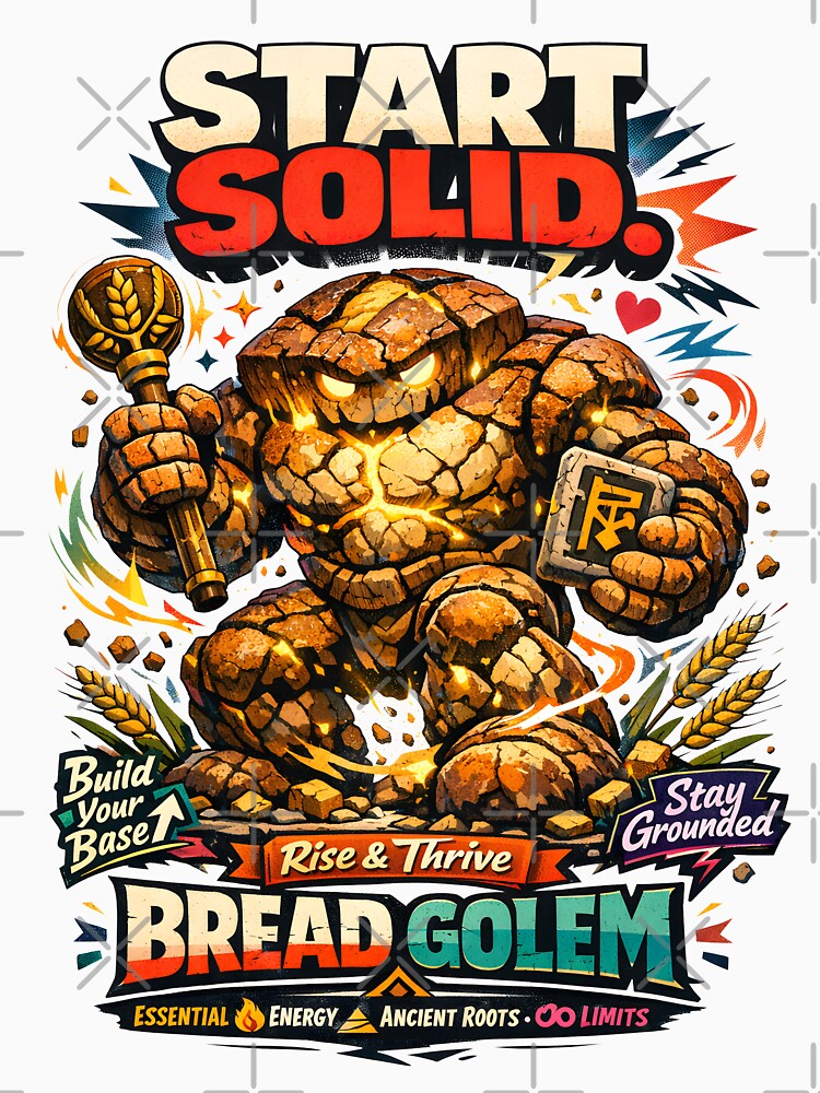 Bread Golem Start Solid Fantasy Food Character - Funny RPG Baker & Gym Motivation Graphic Art by Vivaan Studio by Vivaan Studio