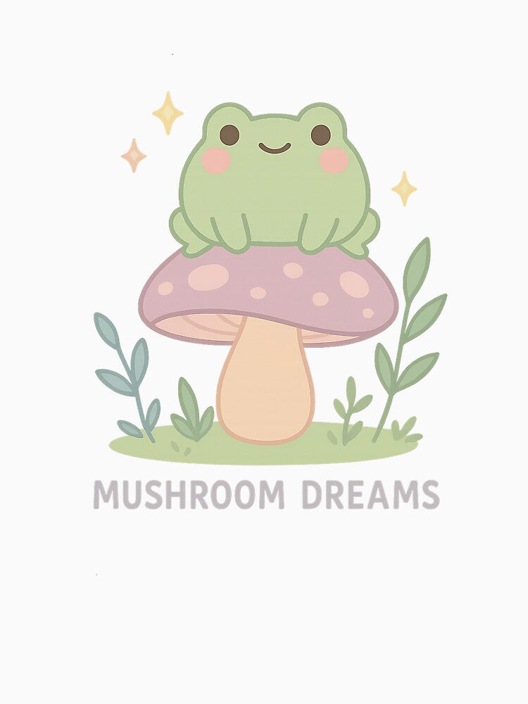 Kawaii Frog on Mushroom Sticker – Pastel Goblincore Aesthetic by maxtil