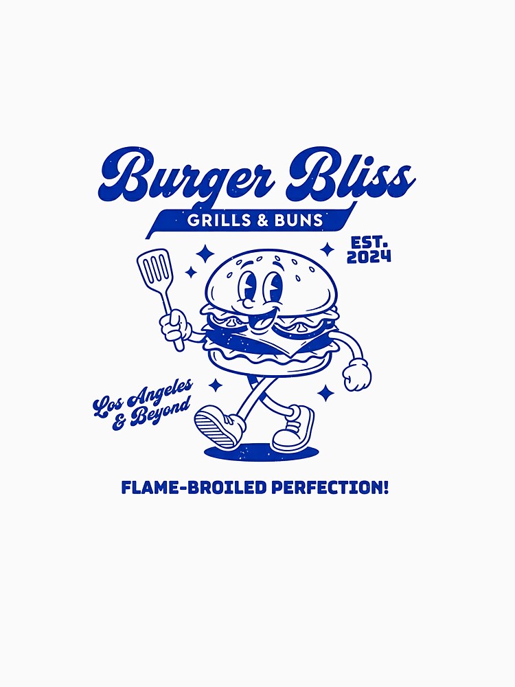 Burger Bliss Retro Cartoon Mascot Grills Buns by HoopeStylee