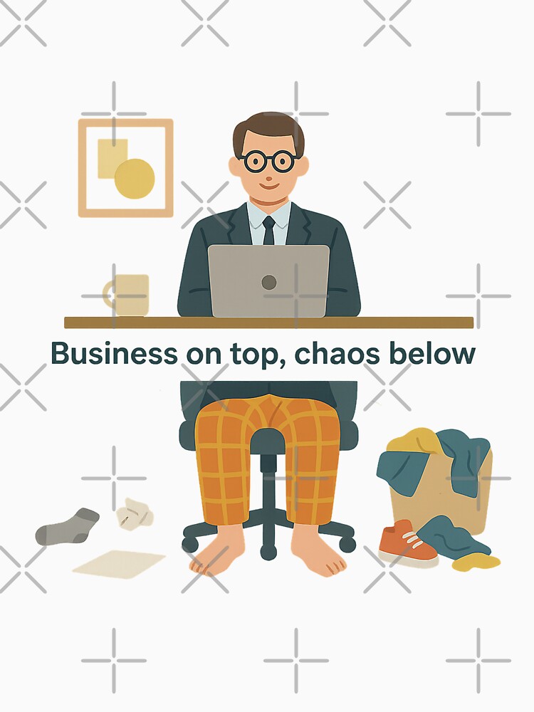 Business on Top, Chaos Below – WFH Reality Illustration by Bratak