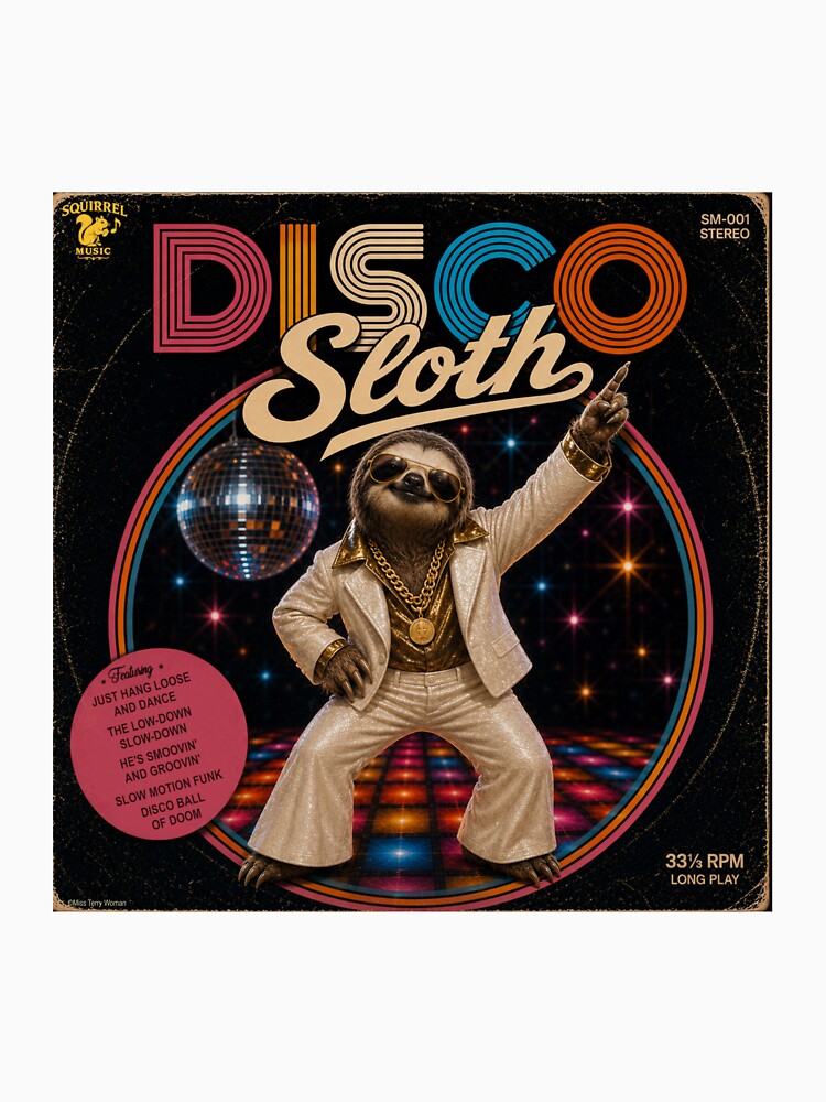 Vintage Disco Sloth Album Cover by MissTerryWoman