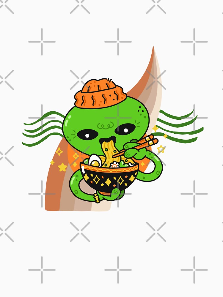 Cute alien eating ramen by jpn insprd