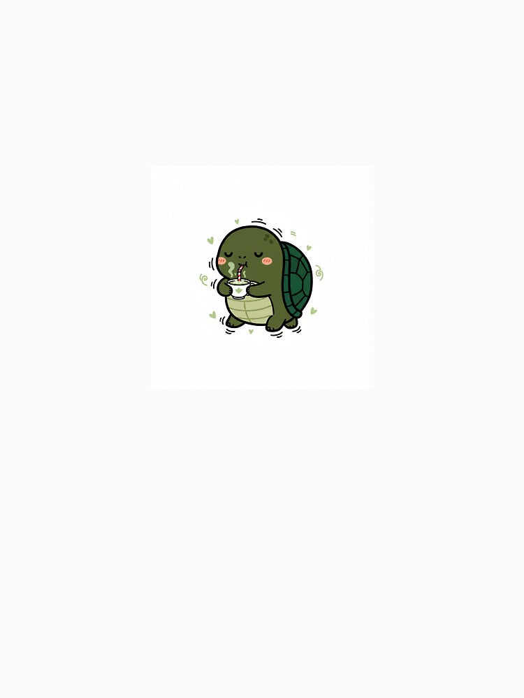 Just Vibing Turtle Drinking Matcha Kawaii Doodle Design by mayatA-rt
