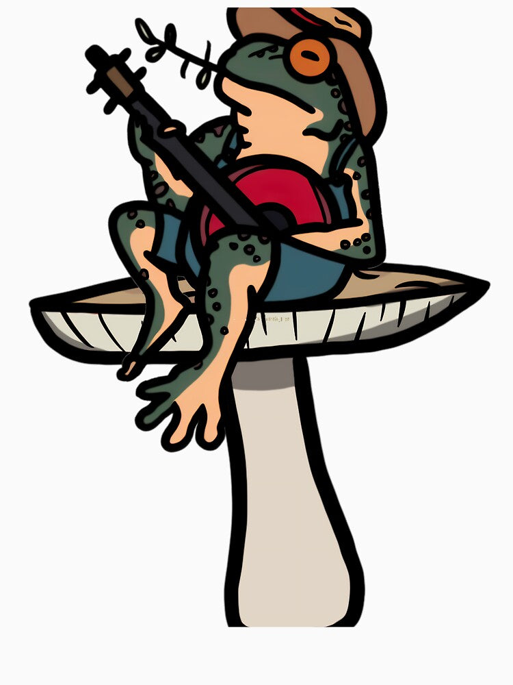 Frog Playing Banjo On A Mushroom by qhuhwhjqej6