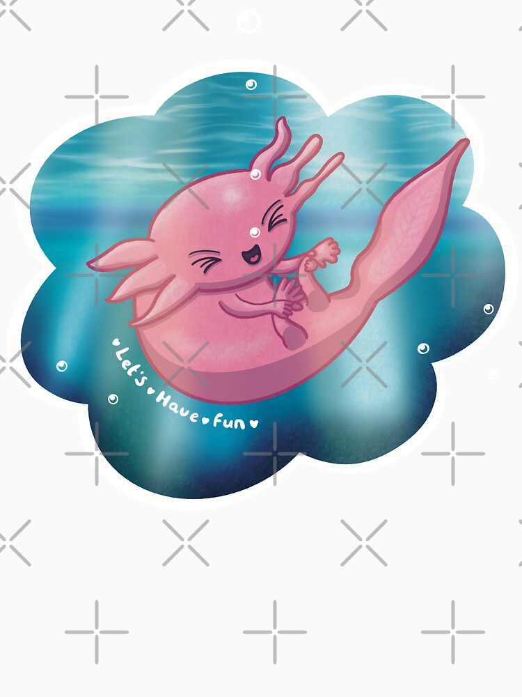 Let’s have fun: cute Axolotl swimming by Catphonesoup