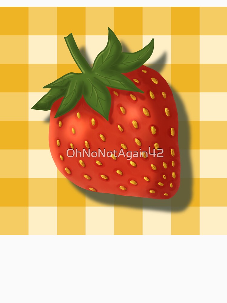 Strawberry on butter yellow gingham - French country floral by OhNoNotAgain42