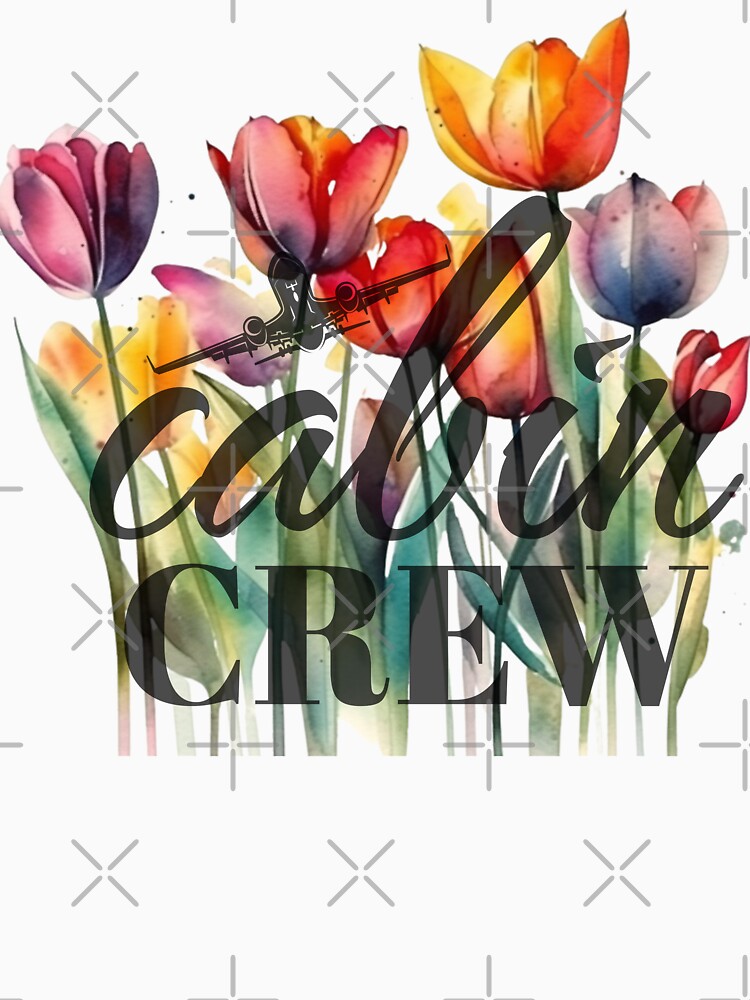 Cabin Crew & Tulips watercolor design for Flight Attendants Stewardess Flight Crew by AviationArtists